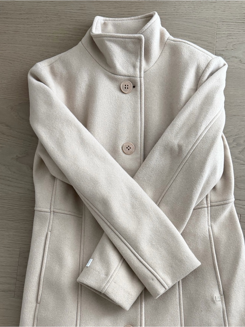 Calvin Klein Beige Button-Front Coat Medium